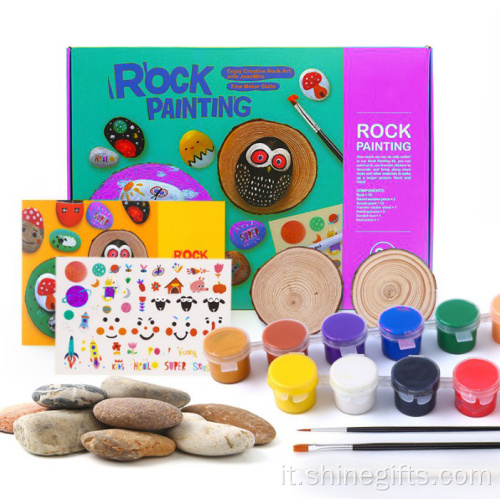 kit di pittura di roccia di pietra creativa per bambini